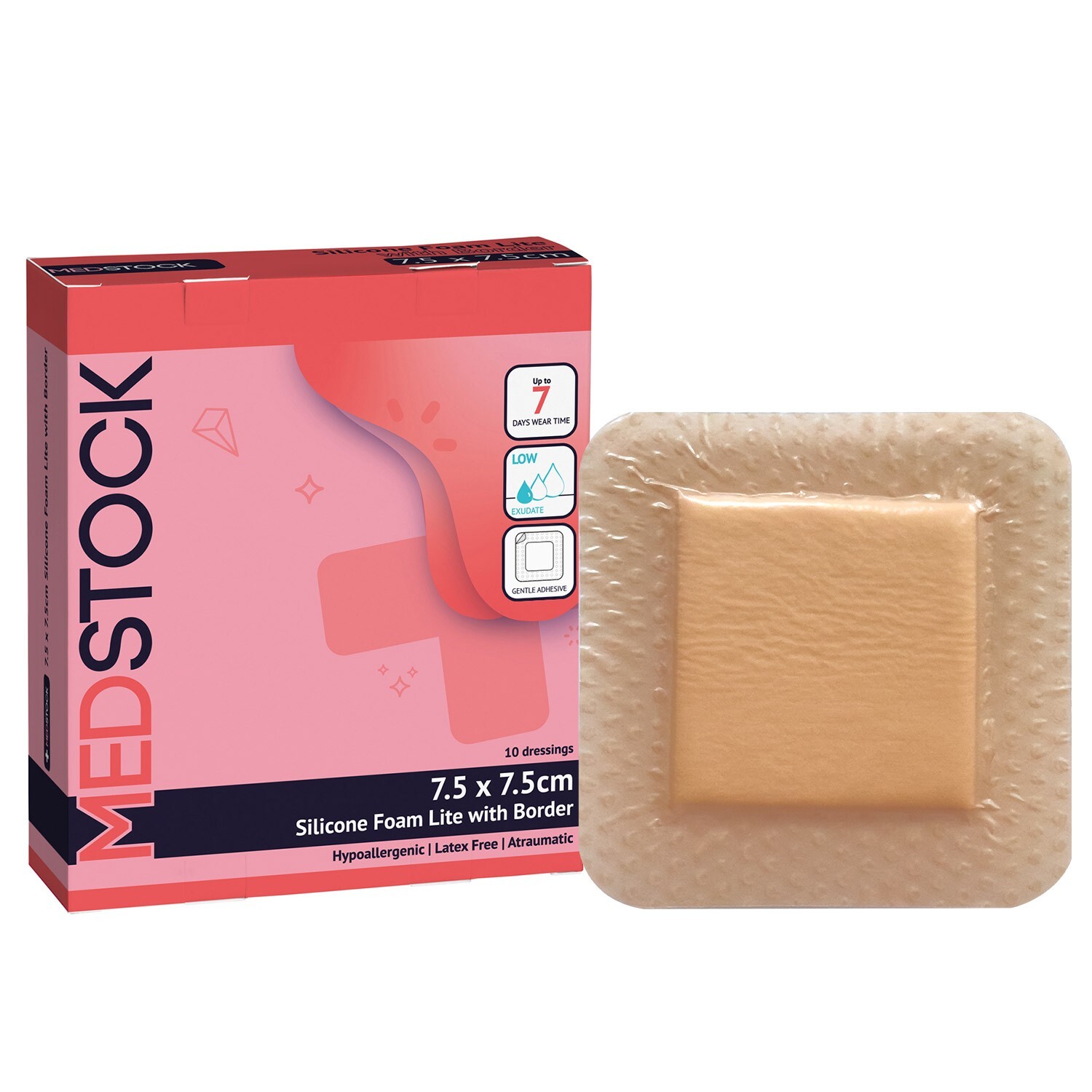 MEDSTOCK Silicone Foam Lite Dressing with Border - 3
