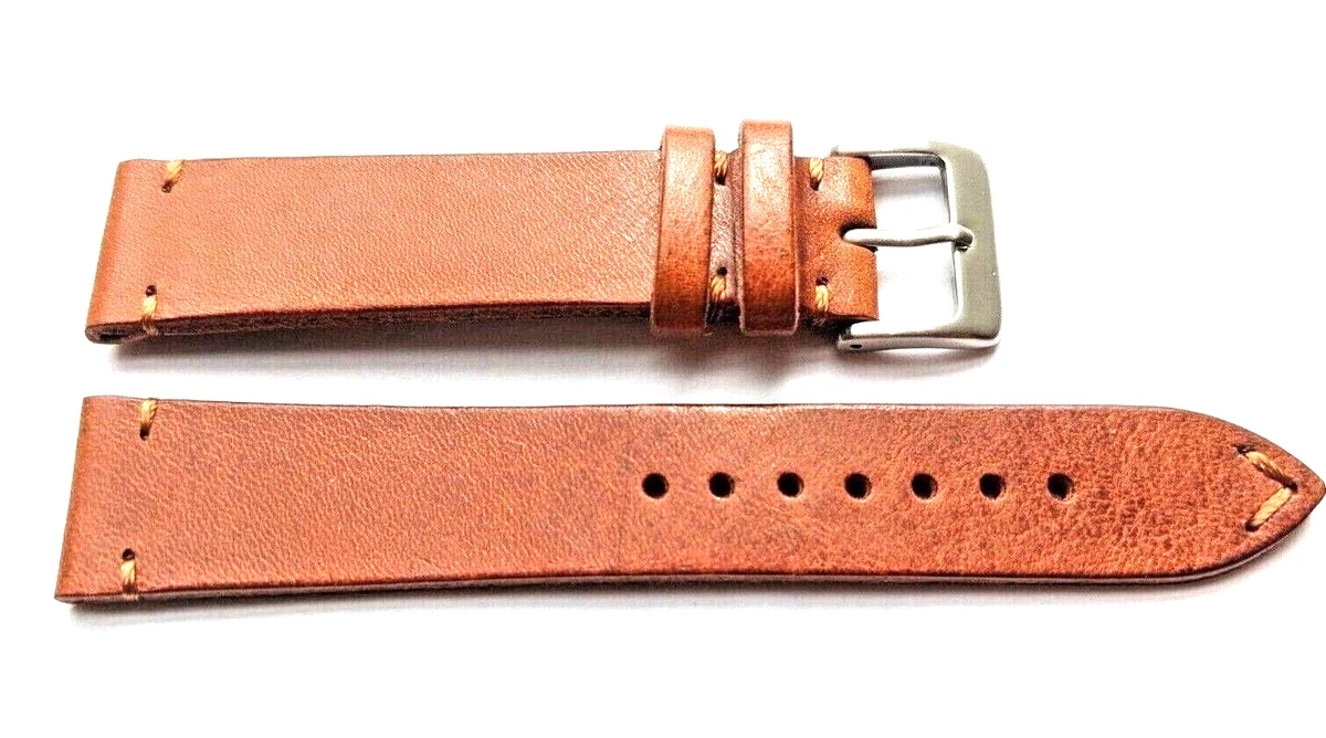 20MM Vintage style leather watch strap Tan x 1 piece eBay