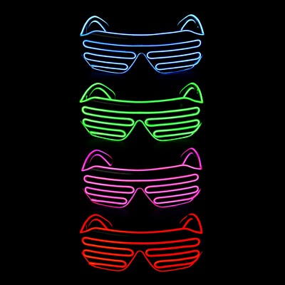 El Wire LED Light Up Glasses Neon Glow Party Rave Flashing Shutter Shade  Eyewear