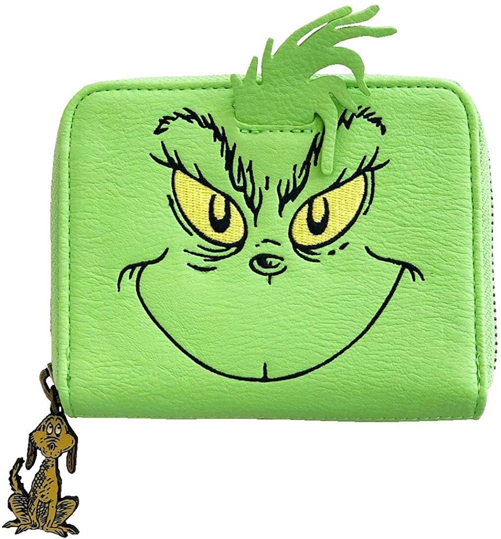 Loungefly x The Grinch Face Cosplay Faux Leather Zip Wallet Green, One  Size
