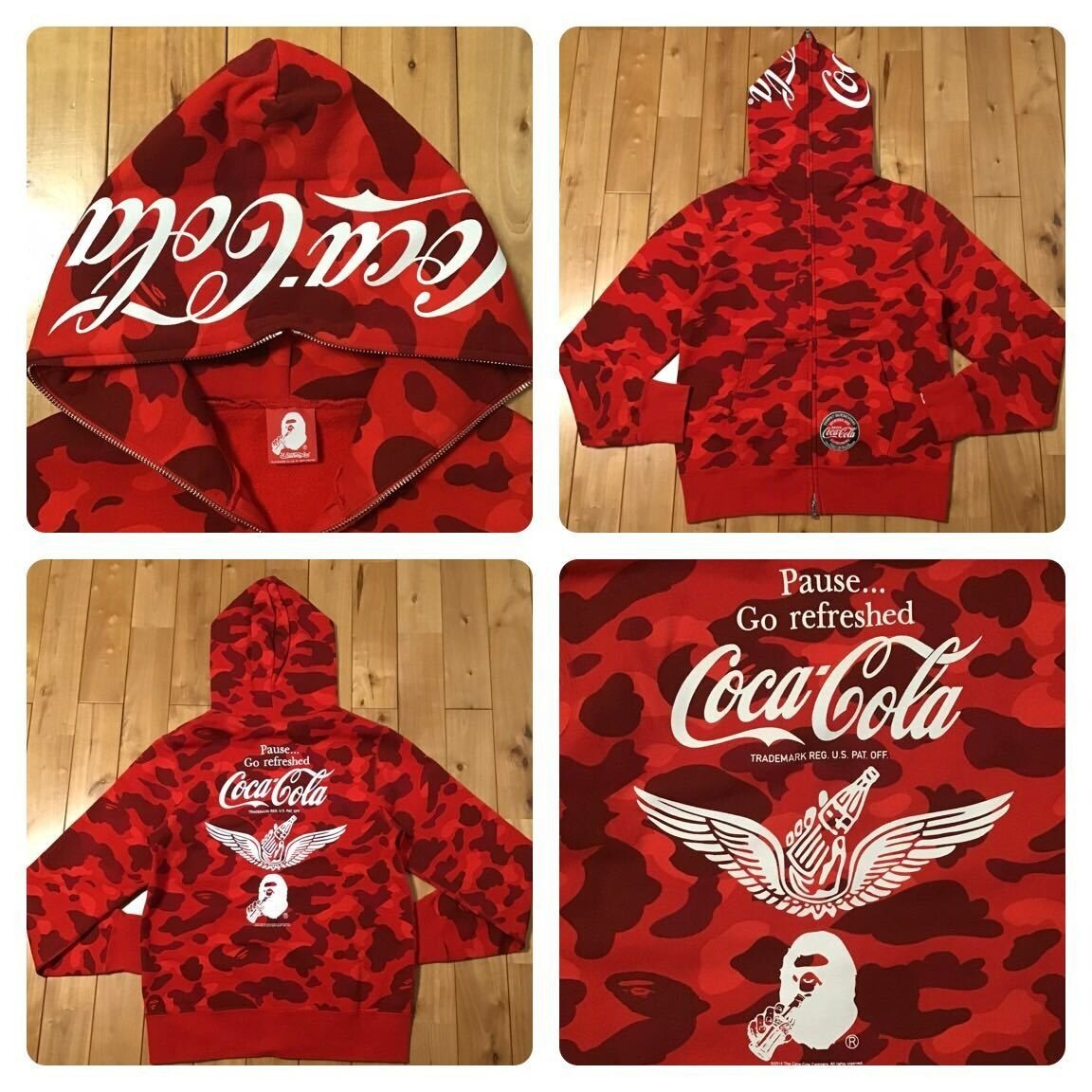 希少 BAPE × Coca-Cola コラボ 迷彩パーカー 正規品 BAPE × Coca Cola Red camo full zip hoodie A Bathing Ape Size M | eBay
