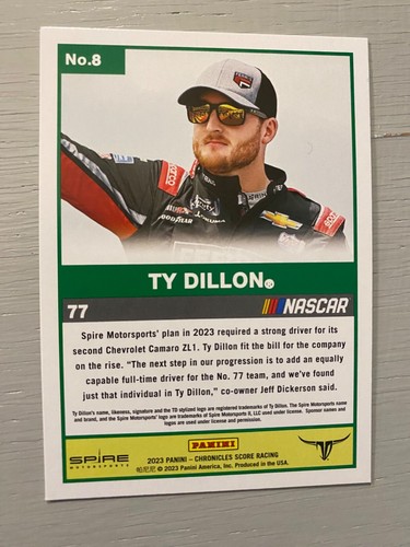 Ty Dillon #8 - 2023 Panini - Chronicles Score NASCAR Racing Card - Picture 2 of 2