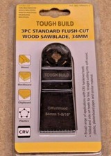 Multitool Saw Blade 3 Pce 34mm Flush Cut Wood Tough Build Oscillating Sawblade