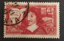 SORTI ALBUM TIMBRE 1937 RENE DESCARTES SUR LA METHODE 342 Obl