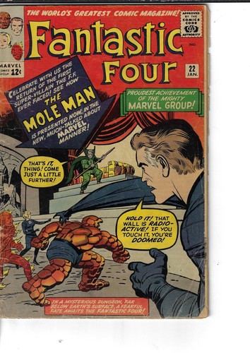 Fantastic Four 22 Mole Man G/VG/F 1964 Glossy Classic Kirby Cover