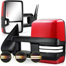 Red Tow Mirrors Power Heated For 2003-2006 Silverado GMC Sierra 1500 2500HD 3500