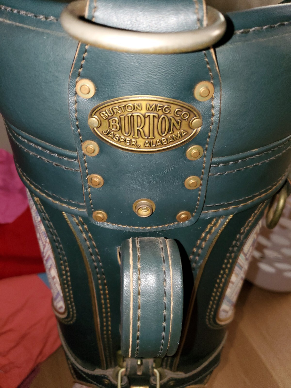 Vintage Burton Golf Bag 6 Way Divider Green Leather and Canvas Cart Bag eBay