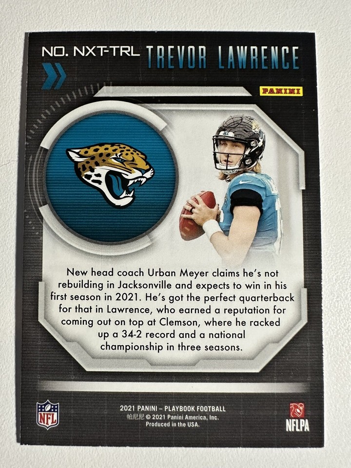 2021 Playbook Trevor Lawrence #NXT-TRL RC Rookie Next Up Insert Jaguars ...