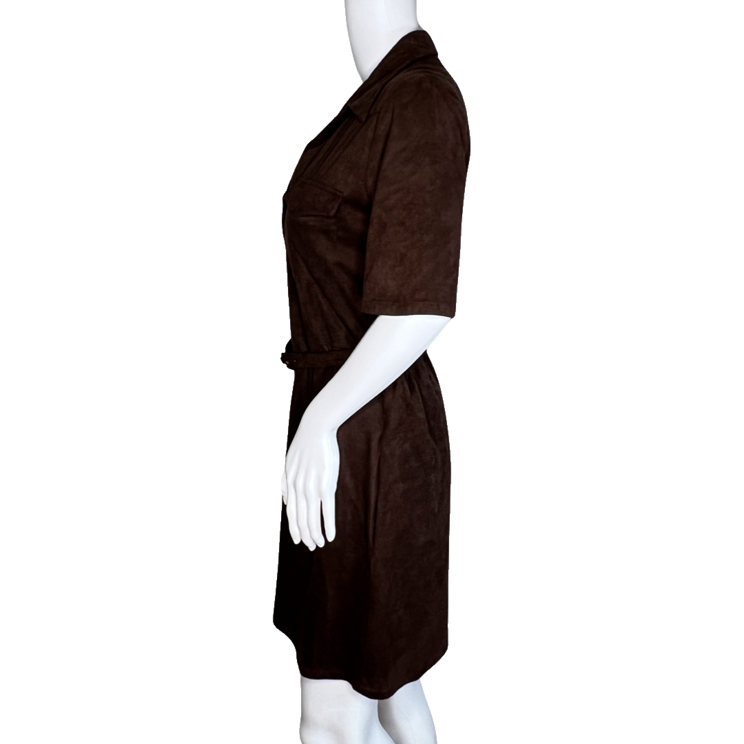 Zara Dress Womens Small Brown Fit & Flare Belted Microfiber Basic  Minimalist | eBay