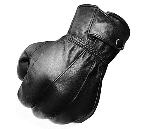 Mens Black Leather Gloves Fleece Lined Internal Size S M L XL XXL - Image 3 of 4