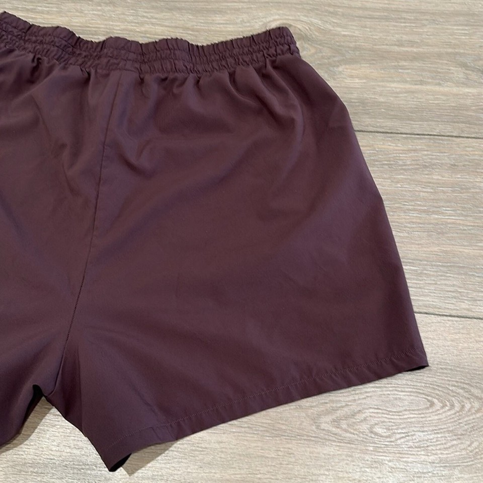 GYMSHARK Chocolate Brown Woven Zipper Pocket Active Workout Shorts Size