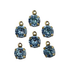 Light Sapphire Faceted Glass Stone 1 Loop Gold Setting Drops 7mm 6