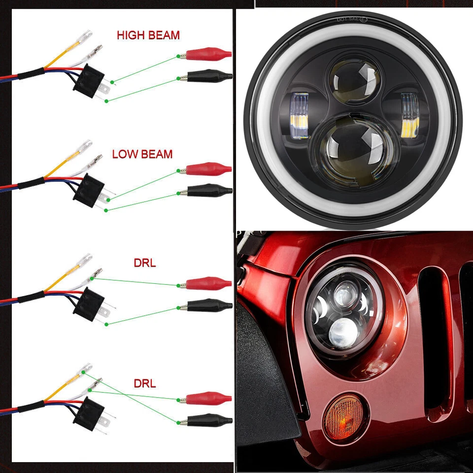 Par de faros LED redondos de 7 pulgadas haz alto/bajo para camiones de volteo Mack Granite CV713 Foto 4 de 4