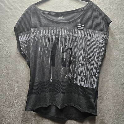 Oakley T-Shirt M Jet Black Seventy Five Off The Shoulder Tee Y2K Grunge Retro