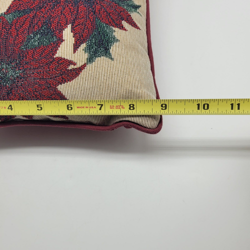 Vintage Christmas Greetings 12"x 9" Tapestry Pillow with Poinsettias - Picture 4 of 4