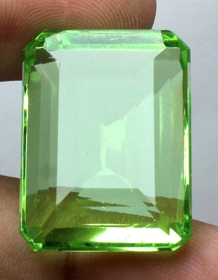AAA+ 17.85 Ct. Large Green Peridot VVS1 Emerald Cut Loose Gemstone @Women Gifts - Image 3 of 4