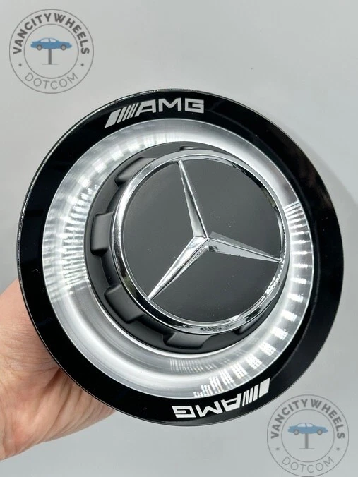 4pcs Mercedes Benz GT63 S63 SL63 GLS63 E63 AMG Silver Black Wheel Center Hub Cap - Image 3 of 4