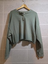 American Eagle Cropped Sweatshirt, Women  s Medium, Olive Green