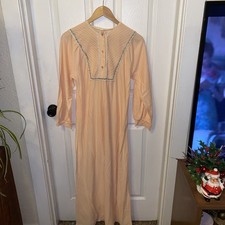 Vintage Fleece Nightgown Granny Dress Gown Soft Peach Fleece Peach Medium