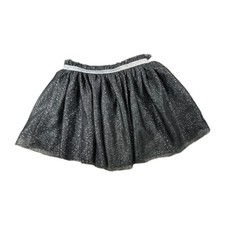 Cat Jack Girls 2T Black/Silver Glitter Tulle Flare Skirt Fun Tutu 381-K1