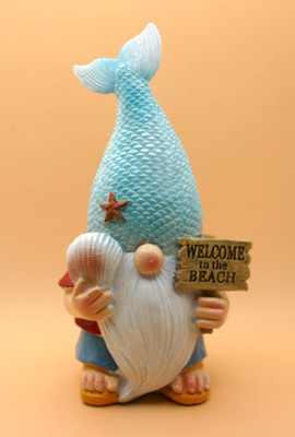 Exhart Welcome to the Beach Gnome with Fish Hat Lake Cottage Decor 7.5''