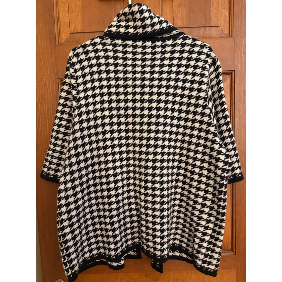 Cárdigan suéter Alexandra Bartlett cara abierta pata de gallo para mujer 2X mezcla de lana Foto 2 de 4