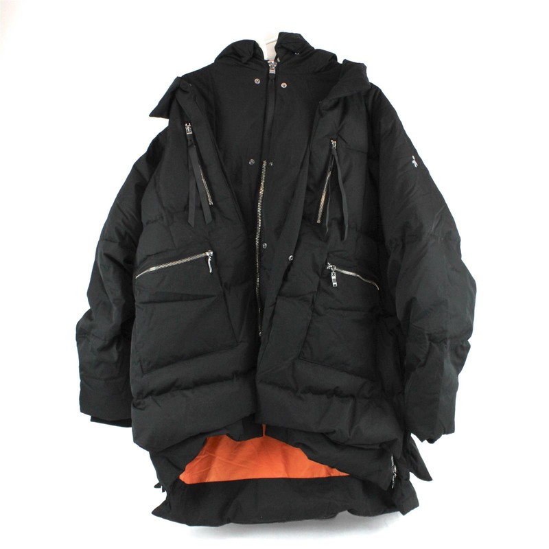 Orolay Black and Orange Zip-Up Down Winter Jacket Women's 4X