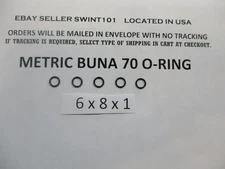 6mm ID x 8mm OD x 1mm thick O-ring. Buna-70.   Quan 5.