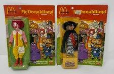 Vintage 1976 Remco Ronald McDonald & Hamburglar Action Figures On Card