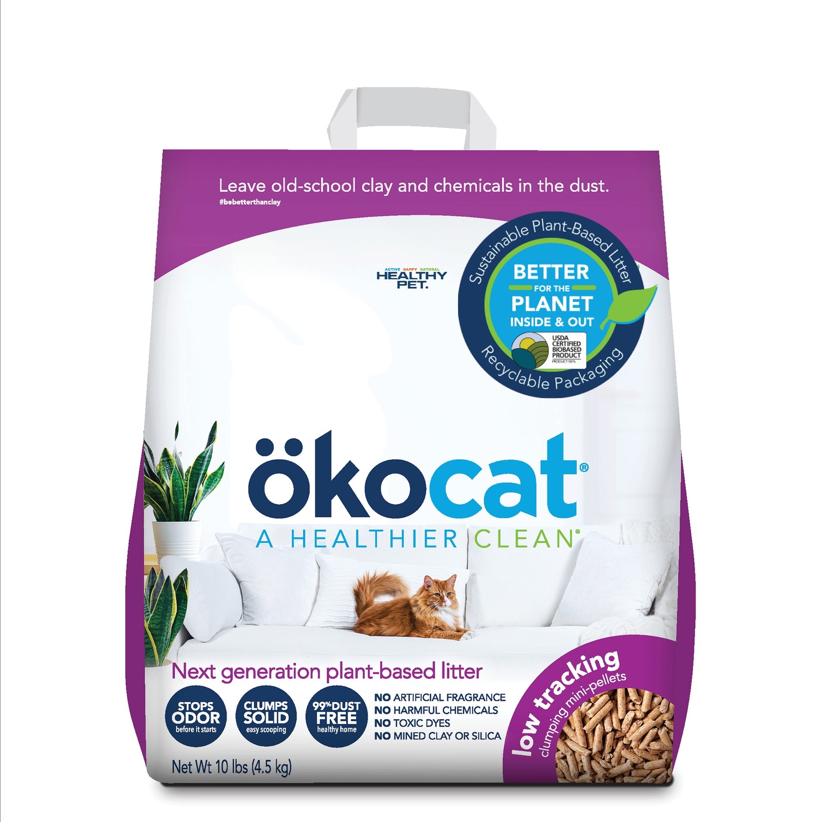 Dust-Free Clumping Wood Pellet Cat Litter 10 lbs Unscented Less Mess
