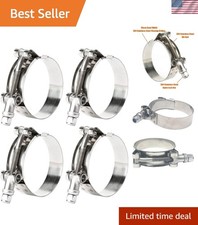 4 Pack 1.5 Inch 304 Stainless Steel T-bolt Hose Clamps Clamp Range 44-50mm F...