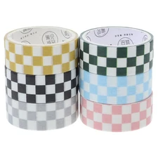 Grid Washi Tape Set, 6 Rolls Plaid Washi Tape for Gift Wrapping, Decorative C...