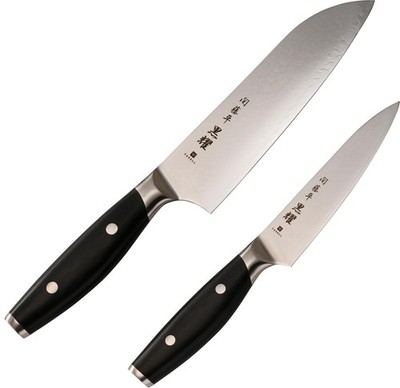 Seki Tohei Kuroh Knife 2 Pieces Set Damascus Santoku Knife Petty Knife 30246