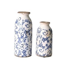 Ceramic Vases Home Decor, Farmhouse Vase for Flowers, Flower Blue and White