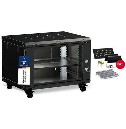 19" Netzwerkschrank Serverschrank Server-Racks 7U Schwarz 600x450x385 + Zubehör