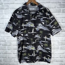 Tommy Bahama Gray Arizona Diamondback Print Hawaiian Shirt Mens Size L