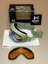 Anon Majestic Women’s Ski Snowboard Goggles - Green Gold - Snakeskin -