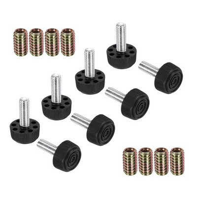 8Pcs M8x1.38x0.91'' Screw Leveling Feet, with 0.98'' Coupling Nut for Furniture