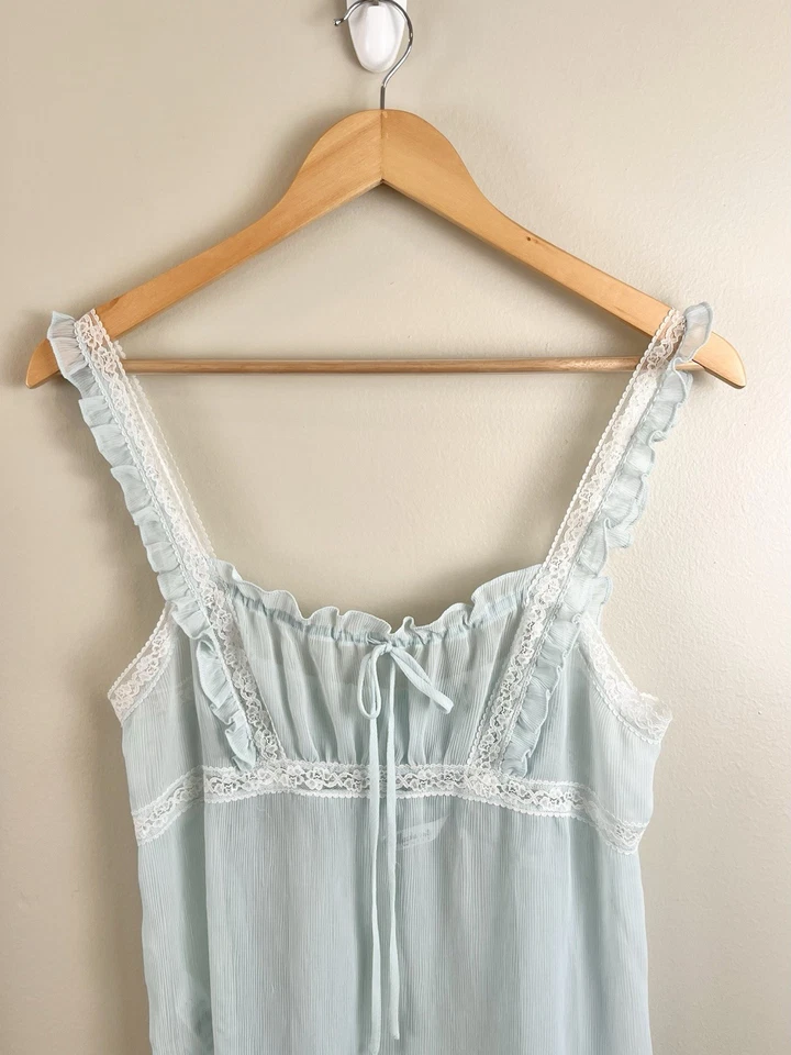 Elle Macpherson 婴儿娃娃懒人连衣裙 Chemise 蕾丝海泡沫绿色轻便 — 第 2/4 张图片