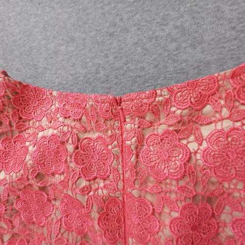 Review Dress Womens 10 Pink Beige Lace Cap Sleeve Shift Elegant Luxury Party - Picture 15 of 17