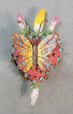 Artist B.J. CHRISTOFFERSON Clay RELIGIOUS HEART Hanging MIXED MEDIA ART (B)