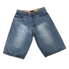      ENYCE Y2K Denim Long Shorts Baggy Skater Fit, Streetwear Hip Hop Size 38