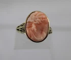 Antique 10K Yellow Gold Filigree Cameo Ring Size 6.75