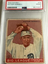 1933 Goudey Big League Chewing Gum - R319 Vic Sorrell #15 (RC)