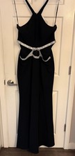Speechless Dress Black Size 17 Hi-Low Halter Embellished Cutout Gown Prom