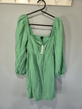 New With Tags J.Crew Women's Mint Green Cotton Lightspun Long Sleeve Mini Dress