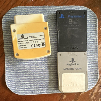 Sony Lot of 2 Memory Cards PS2 8MB MagicGate + PS1 Memory Card unsure if working