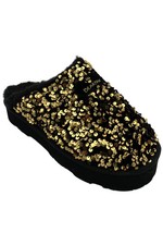 BEARPAW Women's Portia Sequined Mule Black Gold