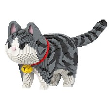 HONLANCH Animal Gray Striped Bell Cat Micro Building Blocks Set 8000PCS