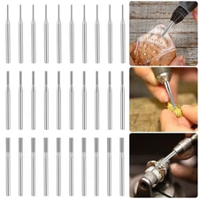 30x Diamond Drill Bit Set 1/8" Shank 1/2/3mm Tip for Dremel Glass Stone Jewelry